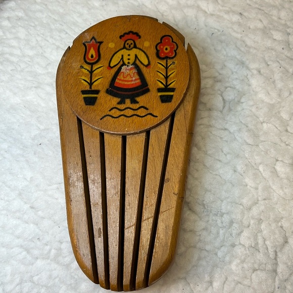 Volco Other - Vintage Wooden Wall Hanging Knife Block Holder Knife Table Folk Art